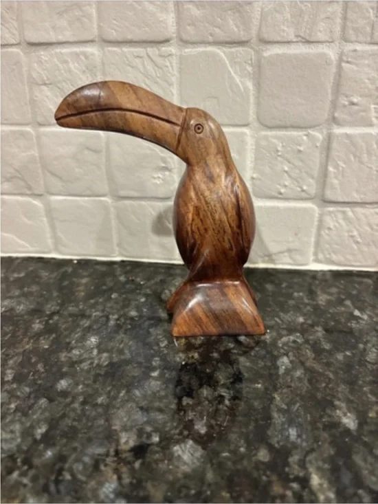 Hand-carved Wooden Toucan Bird Figurine