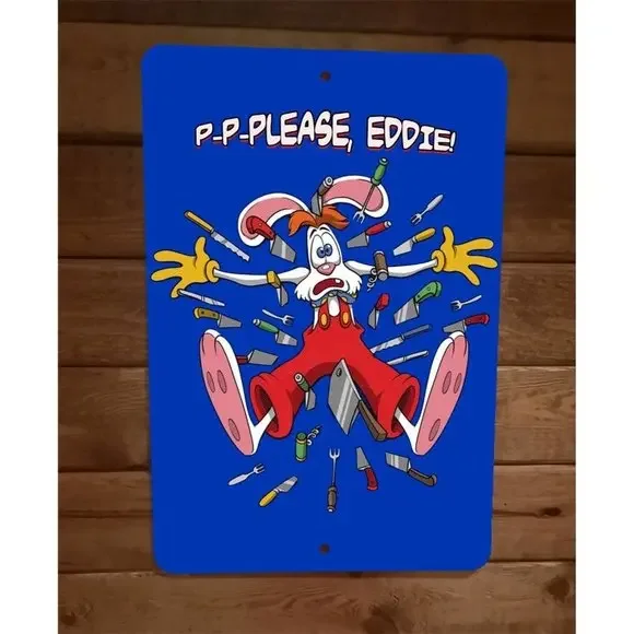P P Please‎ Eddie 8x12 Metal Wall Sign Roger Rabbit