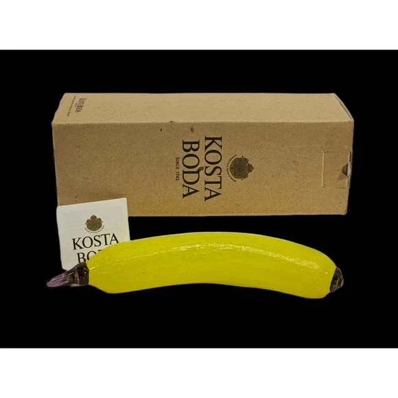 NEW Kosta Boda‎ Fruitteria 98912 Blown Glass Banana Gunnel Sahlin Signed 8.5