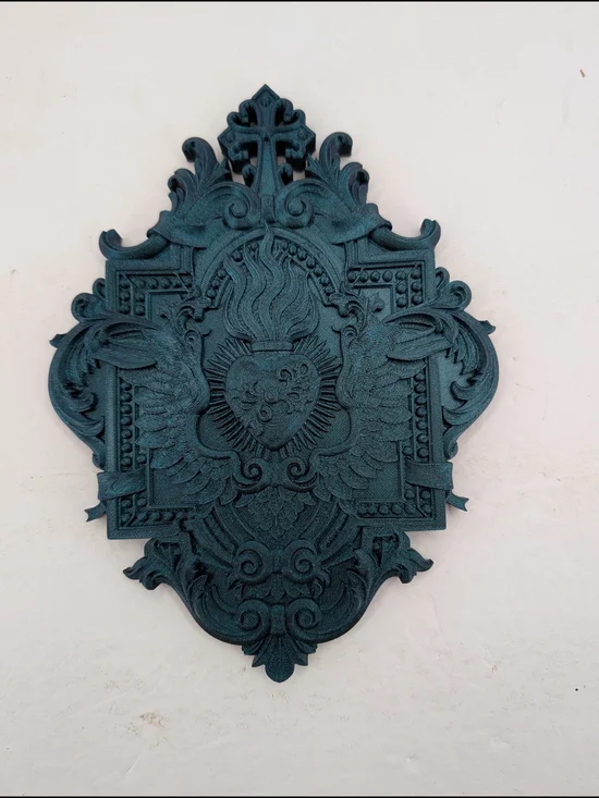 Decorative Teal Sacred Heart Wall Plaque - Home Accents Decor