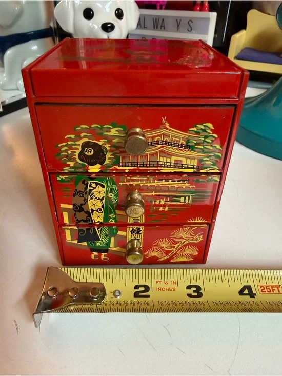 Vintage Mid-To-Late 20th Century Japanese Lacquer-Style Mini Chest Of Drawers