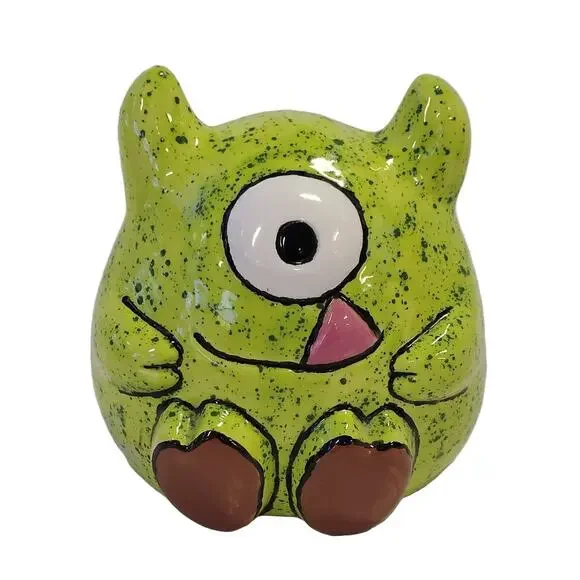 Monster Piggy Bank Ceramic Hand-painted 4