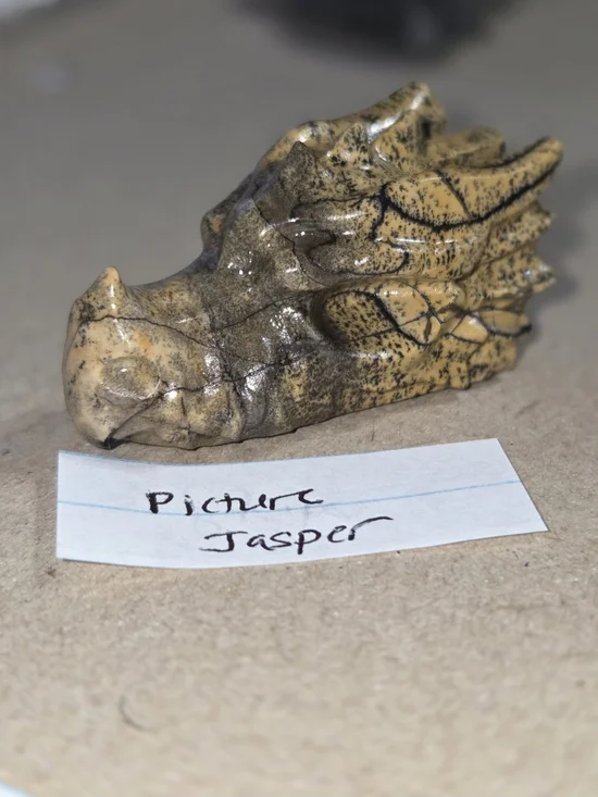 Detailed Picture Jasper Crystal Carved Dragon Head Stone Sculpture Decor