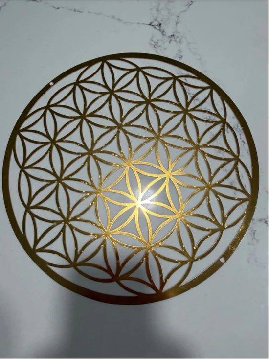 NEW Gold Flower of Life metal wall hanging