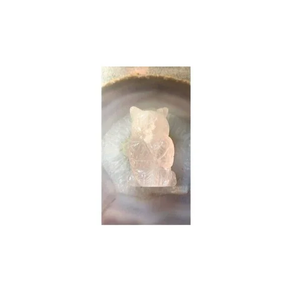 Rose Quartz Owl Carving