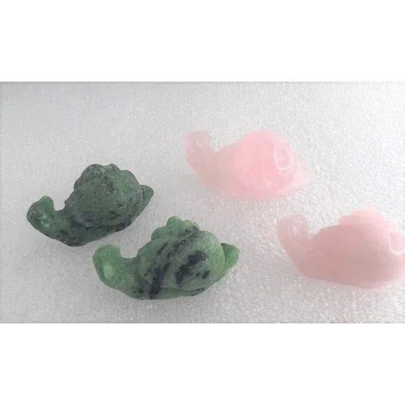 Gemstone Snail Carving - Your Choice Zoisite or Rose Quartz