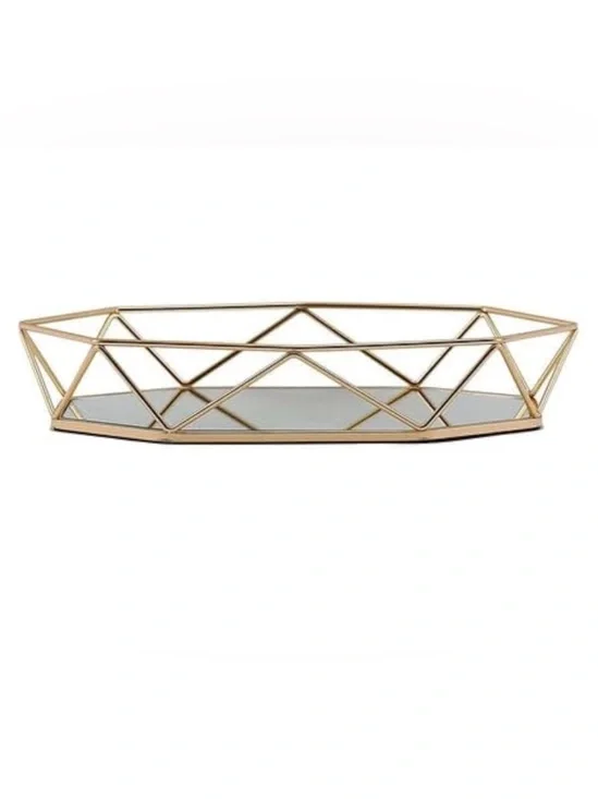Geometric Gold Mirrored Decorative Server Party Display Tray