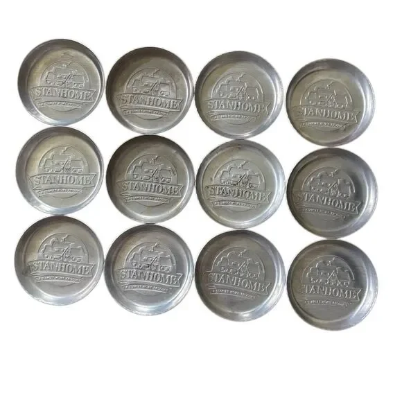 Vintage Stanhome Aluminum Coasters Stanley Home Product Cottage Scene Lot of 12