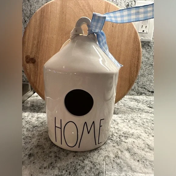 Rae Dunn 'HOME’ Birdhouse with Ribbon farmhouse country