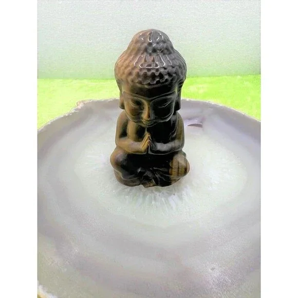 Yellow Tiger Eye Buddha Carving