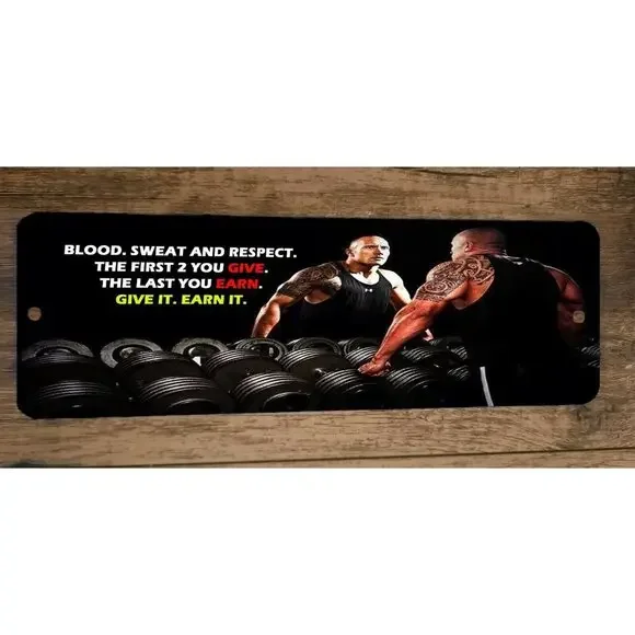 Blood Sweat Respect The first 2 you give the last you earn 4x12 Metal Wall Sign‎