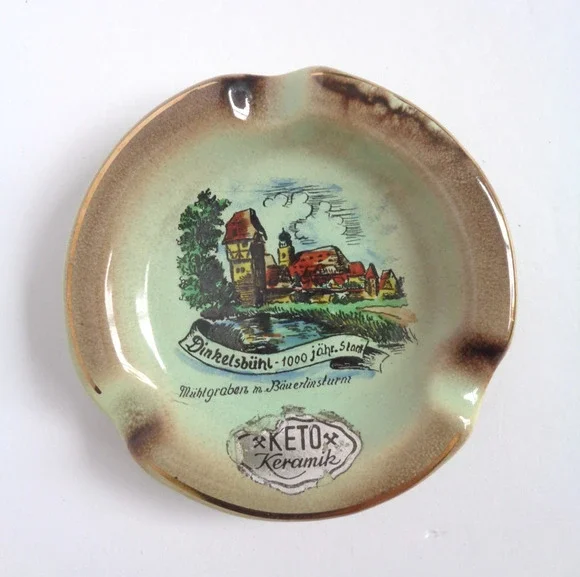 Germany Dinkelsbuhl Ashtray One Thousand Year City Muhlgraben Keto Ceramic Dish