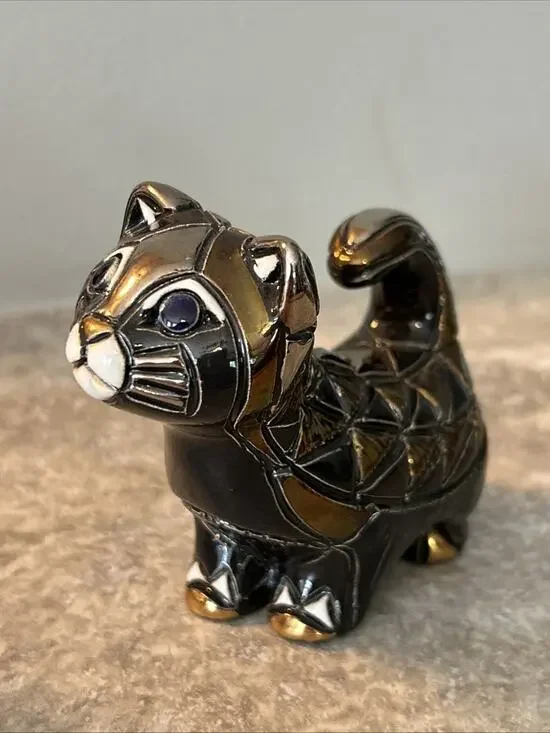De Rosa Rinconada Mosaic Cat Figurine Uruguay Hand Painted Art Pottery