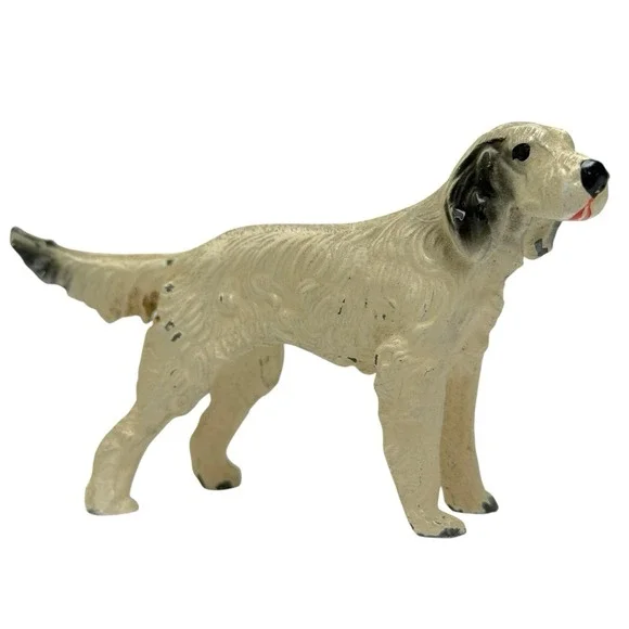 Vintage Cast Iron English Setter‎ Dog Puppy Figurine Painted Collectable
