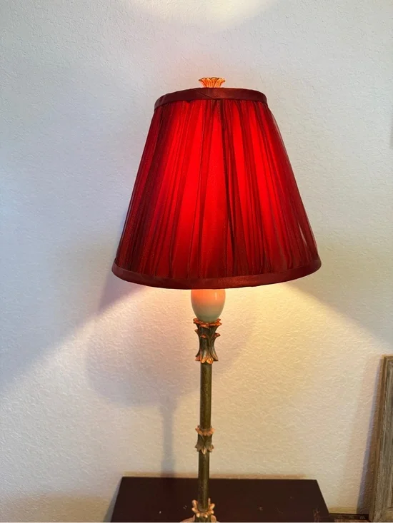 Vintage Handmade Burgundy Pleated Lamp Shade 9