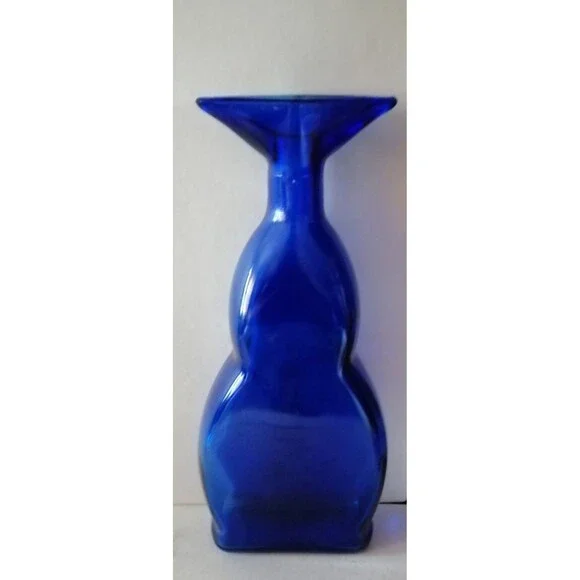 Cobalt blue bottle marked 