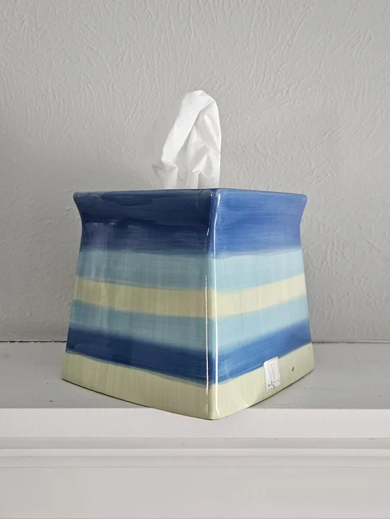 Vintage Springs Global Hand Painted Glazed Ceramic Decorative Tissue Box Cover