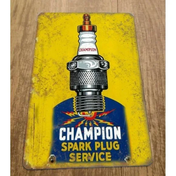Champion Spark Plug Service Vintage 8x12‎ Metal Wall Sign