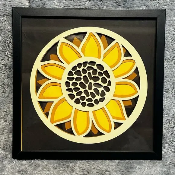 Windy Davis Creations Sunflower 3D Framed Art Shadow Box 13x13 Floral