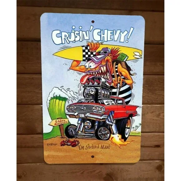 Cruisin Chevy‎ Rat Fink Hot Rod Gasser 8x12 Metal Wall Car Sign Garage Poster