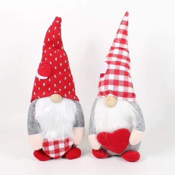 Cute Gnome Couple Plush Set – Red Pink Nordic Decor – Brand New