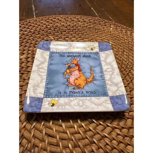 Hundred Acre Wisdom Small Square Plates Disney Bradford Exchange Kanga And Roo