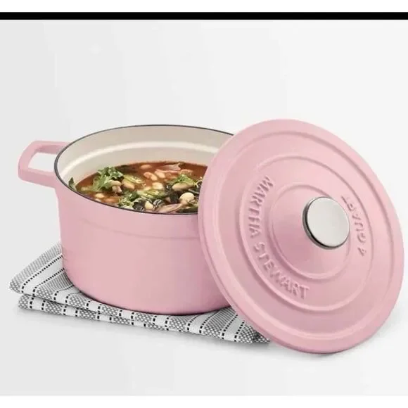 MARTHA STEWART COLLECTOR'S ENAMELED CAST IRON 4 QT ROUND COVERED DUTCH OVEN