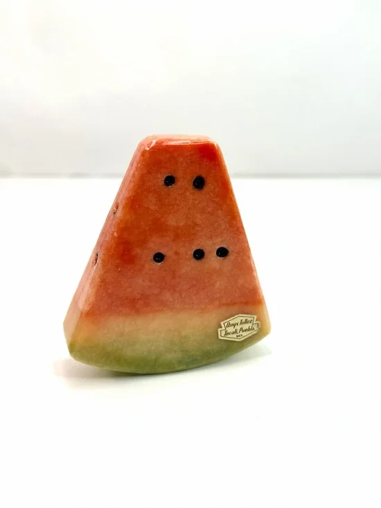 Onyx Tellez Red Green Vintage Alabaster Stone Watermelon Wedge
