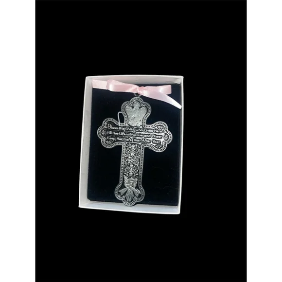 Girl's CAMCO Blessing Cross Decor One Size Silver Pink