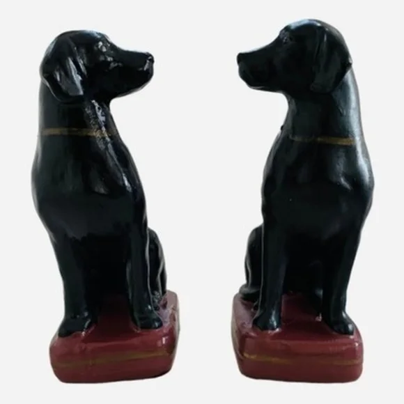 Vintage Black Labrador Retriever Ceramic Bookends 8