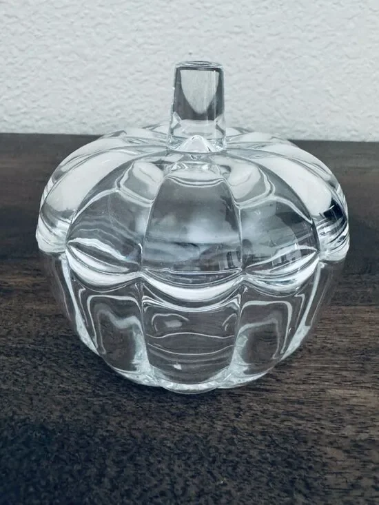 Pumpkin Crystal Glass Lidded Candy Jar Decor