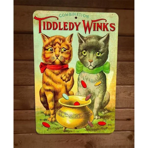 Tiddley Winks Cats 8x12 Metal Wall Sign‎ Animal Poster