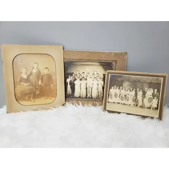 3 Beautiful Antique‎ Framed Wedding Bridal Photograph Picture Family Bride Groom