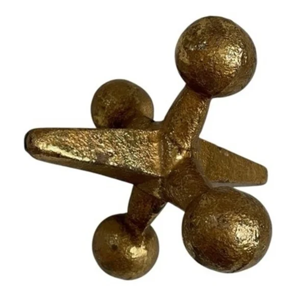Vintage Gold Cast Iron Jack Jax Sculpture Bookend Doorstop MCM Decor 6.5