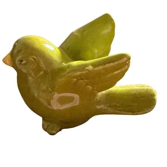 Bird‎ Figurine Flight Home Decor Small Green Glazed Ceramic