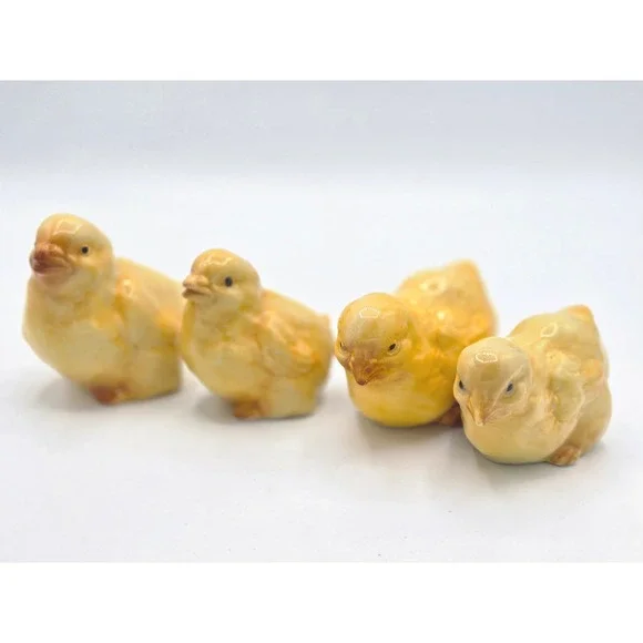Vintage‎ Ceramic Yellow Chick Figurines Set of 4 (Appx 2.5-3