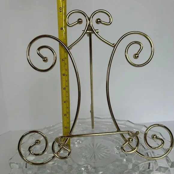 Gold Metal‎ Wire Easel Plate Display Stand 10 Inch Decorative Scrollwork