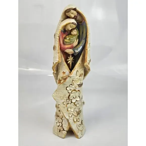 Nativity Jesus Family Carved Tree‎ Bark Design 10