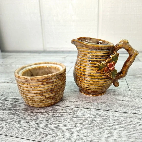 Vintage Ceramic Honey or Syrup Jug with Floral Accent - 3