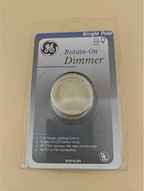 GE Single Pole Dimmer Knobs Rotating On/Off White New