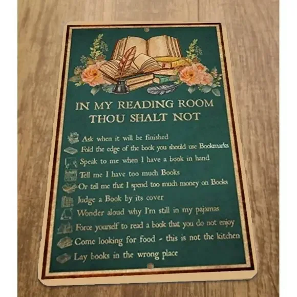 Reading Room Rules 8x12 Metal Wall‎ Sign