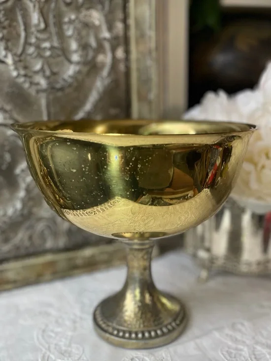 Gold Compote Pedestal Bowl