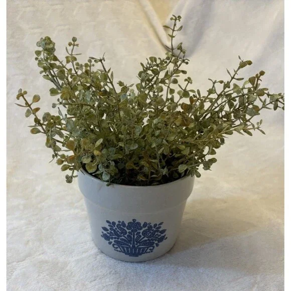 Phaltzgraff Yorktowne Small Crock/Planter With Fake Plant