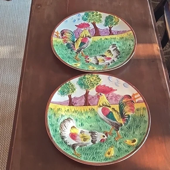 1950's Hand Painted Wall Plates Imported From Italy