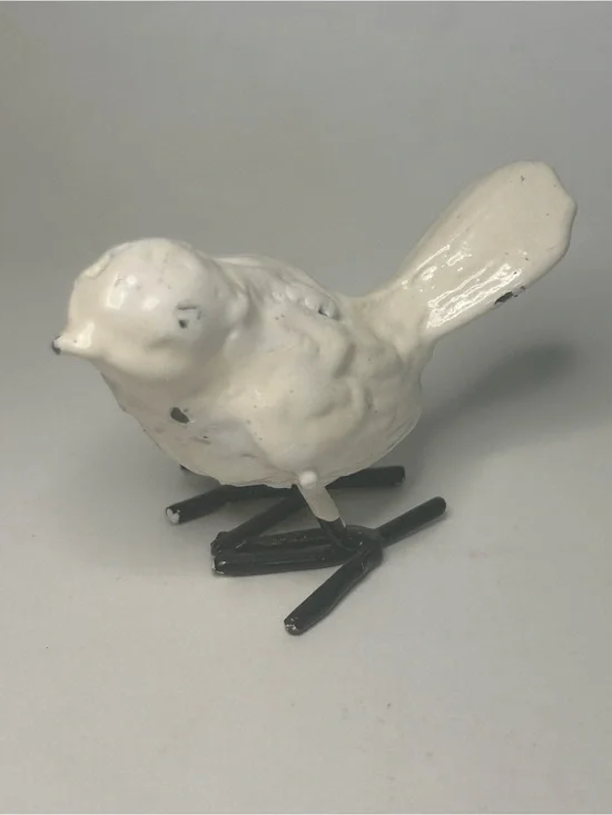 Cast Iron White Bird Figure Trinket Rustic Shabby‎ Chic Cottagecore Country 2”