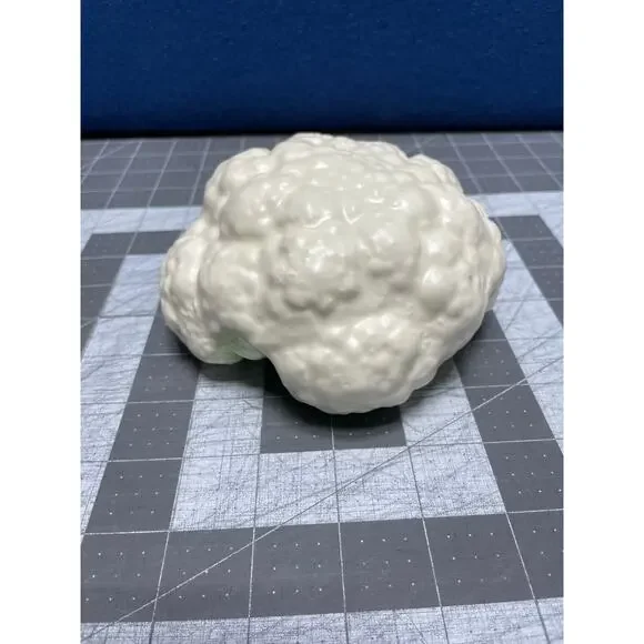 Realistic Ceramic Cauliflower Head White‎ Green Home Decor Prop Fake Staging