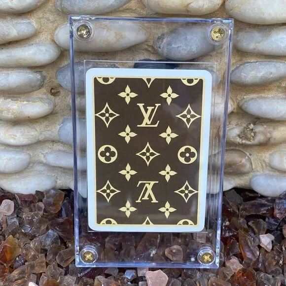 Brown Louis Vuitton (LV) Monogram Ace of Diamonds Playing Card Decor w/Cover
