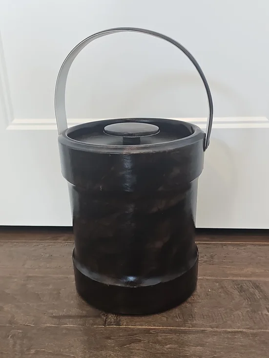 MCM RARE Chocolate Brown Vegan Leather Vintage Ice Bucket with Handle