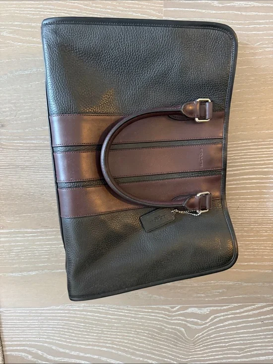 Coach Black and Dark Brown Leather Men’s Briefcase Tote