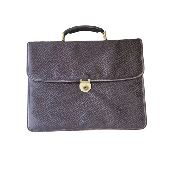 Men's Bally Brown Monogram Briefcase One Size with Gold Hardware